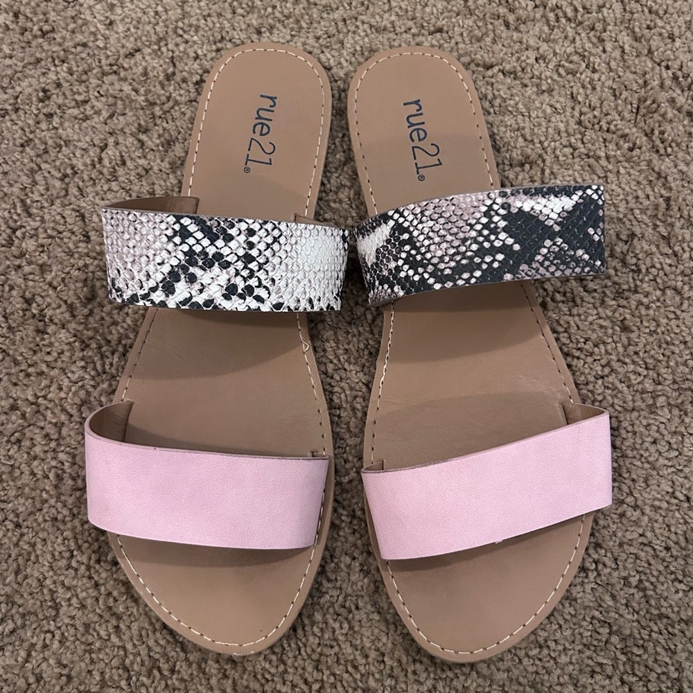 Rue21 Pink and Snake Pattern Sandals